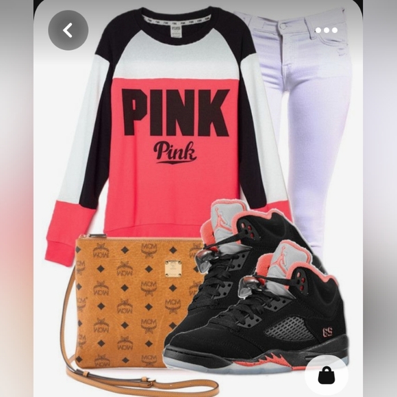 PINK VS Colorblock Sweatshirt Pink, Blk & White - Picture 5 of 9